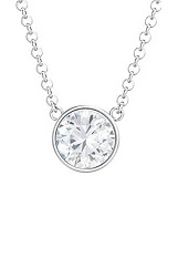 beautiful adjustable silver cz round solitaire charm necklace